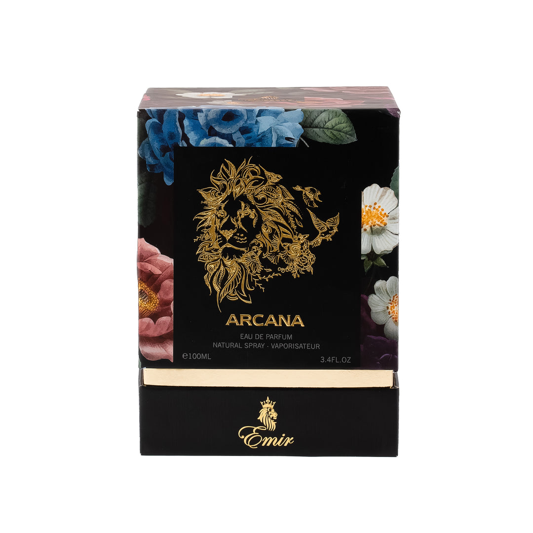 Emir Arcana by Paris Corner nisiniu kvepalu rinkinys. Buteliukas ir dežute. Unisex arabiski vaisiu geliu kvepalai moterims ir vyrams.