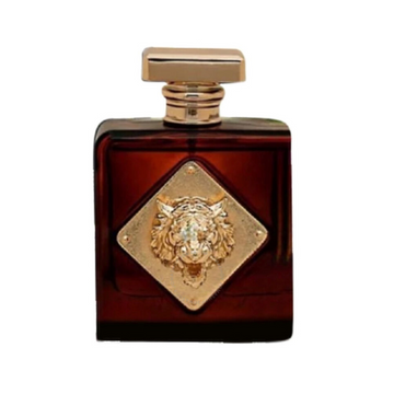 Fragrance World Apex nisiniai kvepalai – tamsiai rudas EDP buteliukas su aukso spalvos tigro galvos ornamentu. Prabangus arabiskas unisex kvapas vyrams ir moterims.
