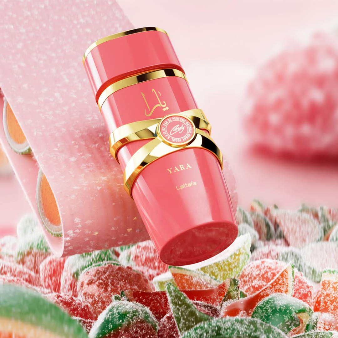 Lattafa Yara Candy moteriski kvepalai su vaisiu natomis – saldus kvapas